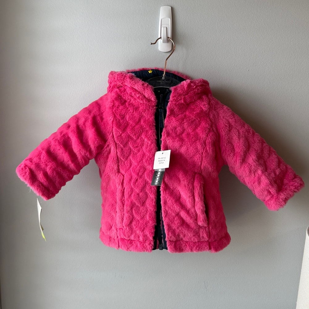 FALLS CREEK Kids Reversible Pink and Navy Star Winter Coat NWT!